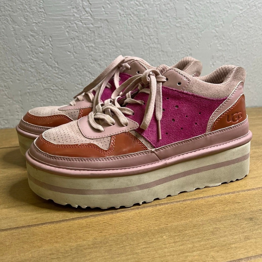 UGG Marin Lace Sneaker Women Size 9‎ Pink Magenta Platform Suede 1105722